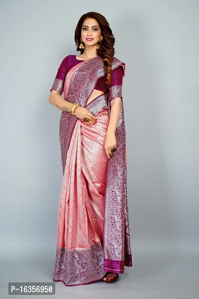 Stylish Silk Blend Zari Saree With Blouse Piece For Women