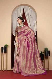 Stylish Purple Art Silk Saree With Blouse Piece For Women-thumb1