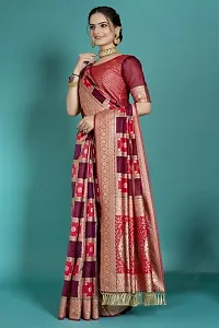 Stylish Silk Blend Zari Saree With Blouse Piece For Women-thumb3