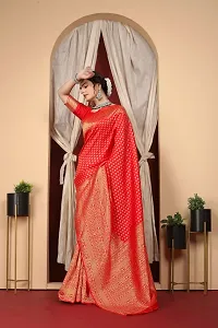 Stylish Red Art Silk Saree With Blouse Piece For Women-thumb1