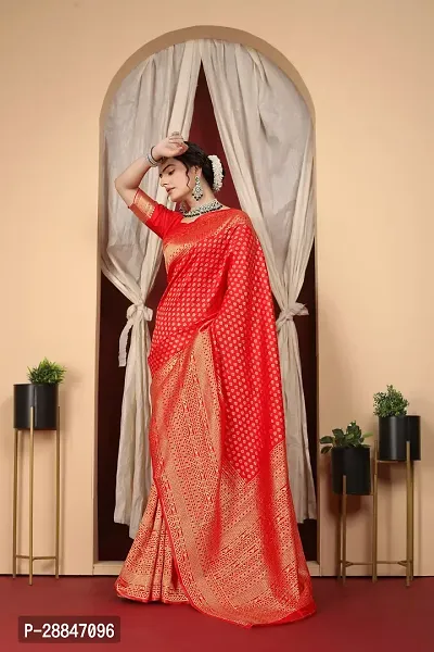 Stylish Red Art Silk Saree With Blouse Piece For Women-thumb2