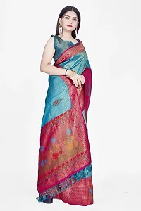 Stylish Polyester Blend Zari Saree With Blouse Piece For Women-thumb4