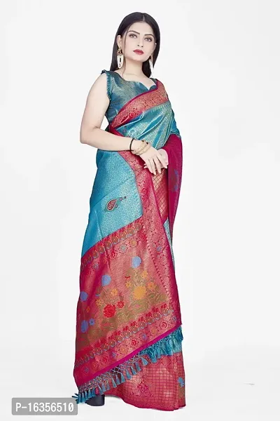 Stylish Polyester Blend Zari Saree With Blouse Piece For Women-thumb5
