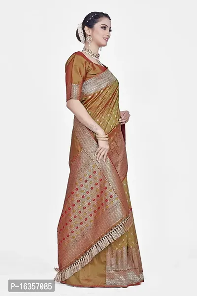 Stylish Art Silk Zari Work Saree With Blouse Piece For Women-thumb5