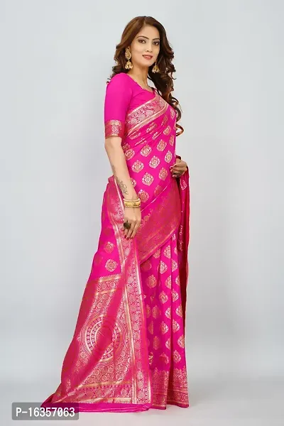 Stylish Art Silk Zari Work Saree With Blouse Piece For Women-thumb3