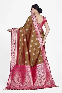 Stylish Silk Blend Zari Saree With Blouse Piece For Women-thumb1