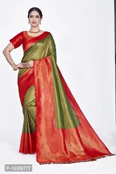 Stylish Art Silk Zari Work Saree With Blouse Piece For Women-thumb0