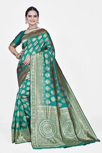 Beautiful Art Silk Jacquard Saree with Blouse Piece For Women