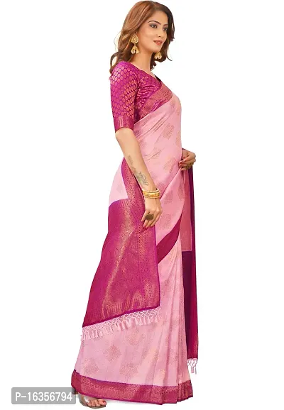 Stylish Art Silk Zari Work Saree With Blouse Piece For Women-thumb5