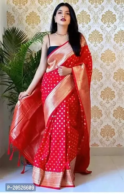 Stylish Silk Blend Zari Saree With Blouse Piece For Women