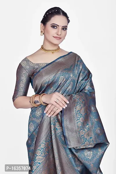 Stylish Art Silk Zari Work Saree With Blouse Piece For Women-thumb3