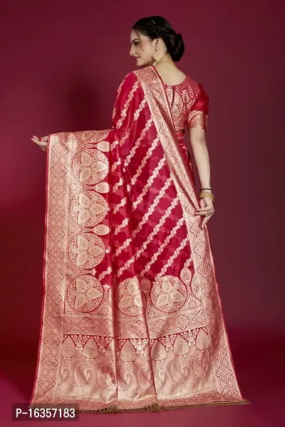 Stylish Silk Blend Zari Saree With Blouse Piece For Women-thumb2