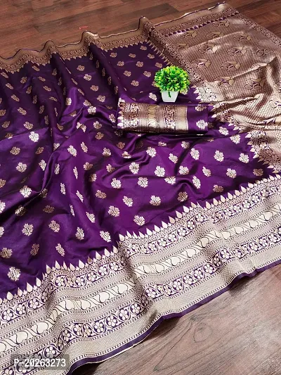 Stylish Silk Blend Zari Saree With Blouse Piece For Women