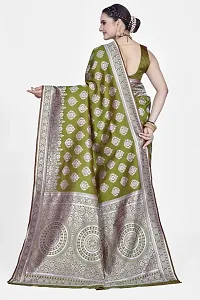 Stylish Art Silk Zari Work Saree With Blouse Piece For Women-thumb1