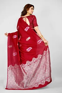 Stylish Art Silk Zari Work Saree With Blouse Piece For Women-thumb1