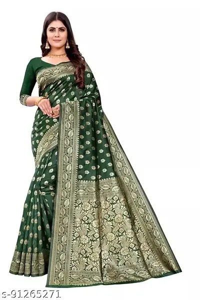 Stylish Silk Blend Zari Saree With Blouse Piece For Women