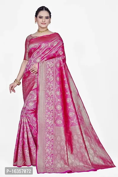 Stylish Art Silk Zari Work Saree With Blouse Piece For Women-thumb0