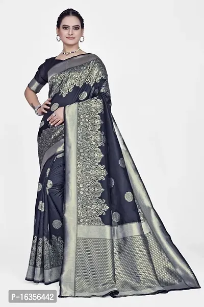Stylish Art Silk Zari Work Saree With Blouse Piece For Women-thumb0