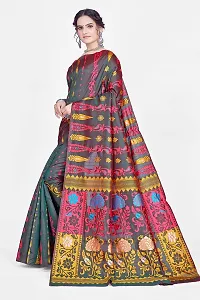 HOMIGOZ Silk Blend Banarasi Saree With Unstitched Blouse Piece-thumb4