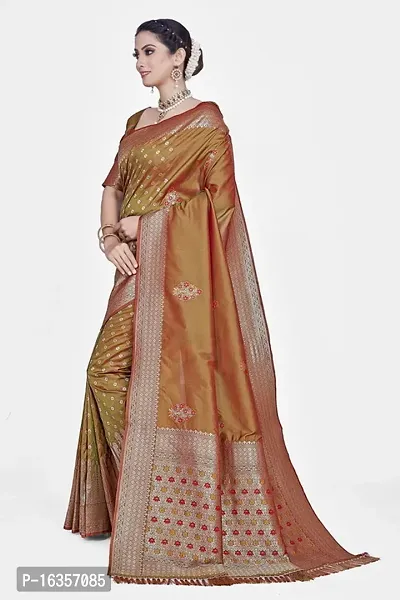 Stylish Art Silk Zari Work Saree With Blouse Piece For Women-thumb4