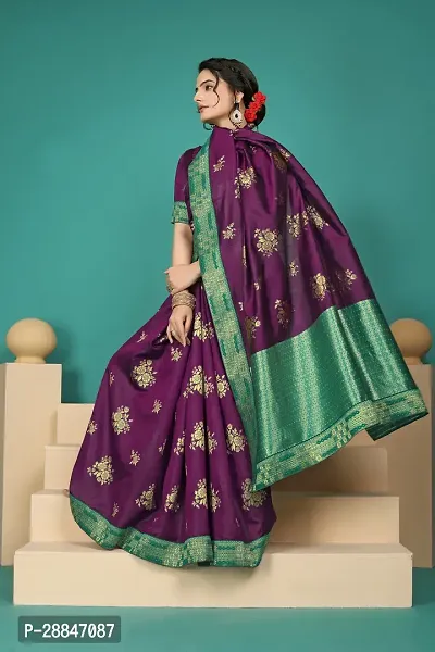 Stylish Purple Art Silk Saree With Blouse Piece For Women-thumb2