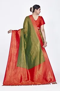 Stylish Art Silk Zari Work Saree With Blouse Piece For Women-thumb1