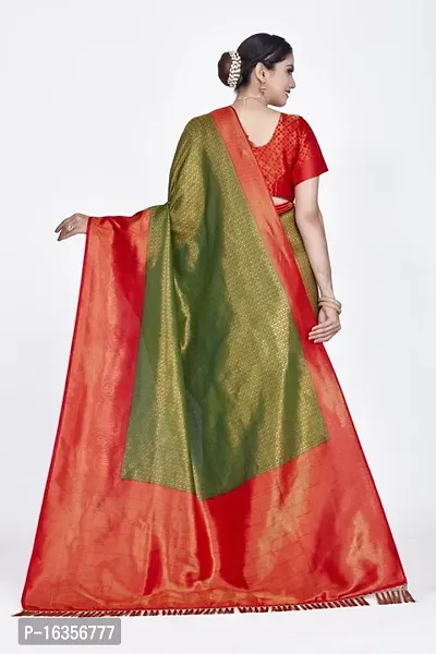 Stylish Art Silk Zari Work Saree With Blouse Piece For Women-thumb2