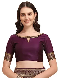 HOMIGOZ Purple Colored Kanjeevaram Silk Zari Woven Saree With Blouse Piece-thumb3