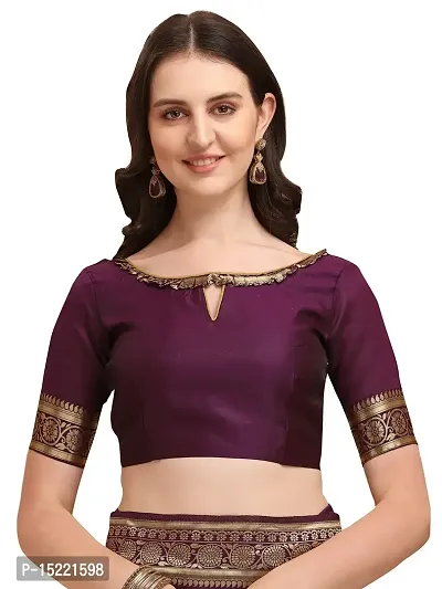 HOMIGOZ Purple Colored Kanjeevaram Silk Zari Woven Saree With Blouse Piece-thumb4