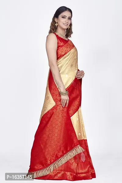 Stylish Silk Blend Zari Saree With Blouse Piece For Women-thumb5