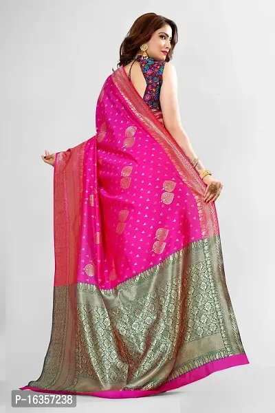 Stylish Silk Blend Zari Saree With Blouse Piece For Women-thumb2