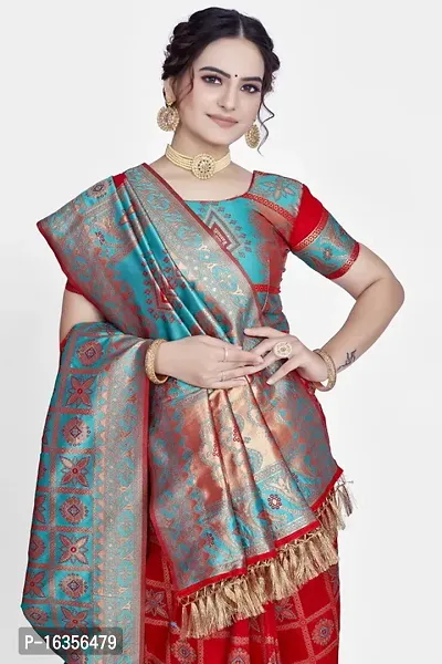 Stylish Art Silk Zari Work Saree With Blouse Piece For Women-thumb3