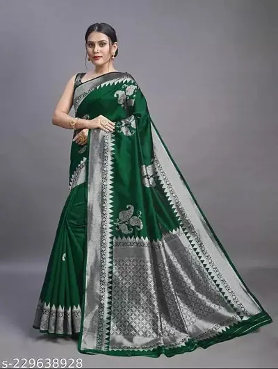 Stylish Silk Blend Zari Saree With Blouse Piece For Women