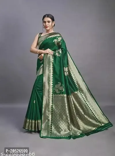 Stylish Silk Blend Zari Saree With Blouse Piece For Women-thumb0