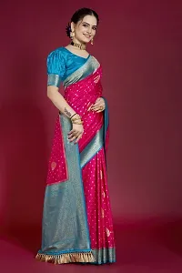 Stylish Silk Blend Zari Saree With Blouse Piece For Women-thumb4