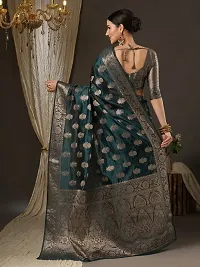 Stylish Silk Blend Zari Saree With Blouse Piece For Women-thumb1