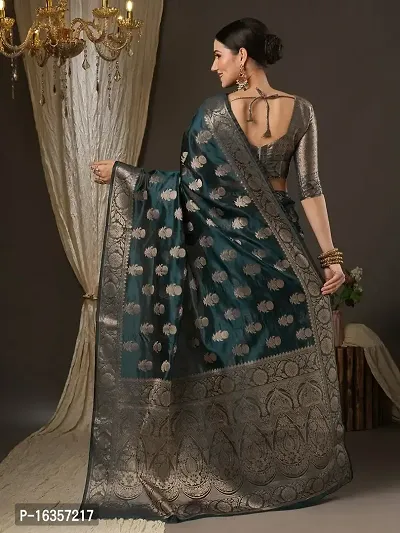 Stylish Organza Zari Saree With Blouse Piece For Women-thumb2