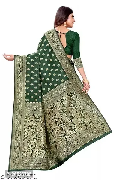 Stylish Silk Blend Zari Saree With Blouse Piece For Women-thumb3