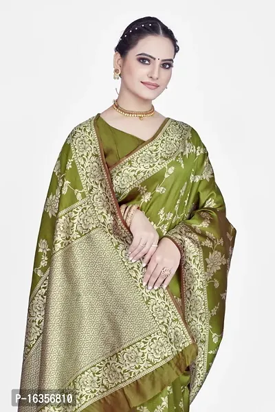 Stylish Silk Blend Zari Saree With Blouse Piece For Women-thumb3