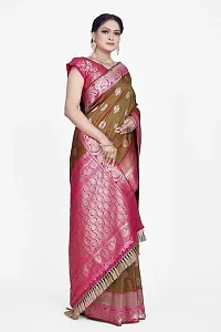 Stylish Silk Blend Zari Saree With Blouse Piece For Women-thumb3