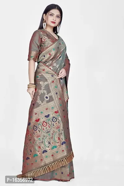 Stylish Art Silk Zari Work Saree With Blouse Piece For Women-thumb5