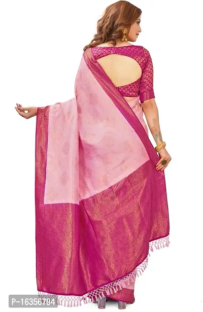 Stylish Art Silk Zari Work Saree With Blouse Piece For Women-thumb2