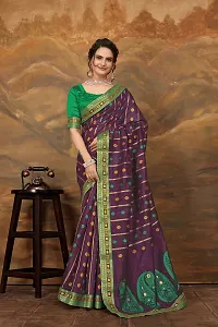 Stylish Purple Art Silk Saree With Blouse Piece For Women-thumb1