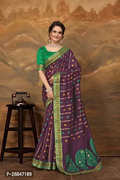 Stylish Purple Art Silk Saree With Blouse Piece For Women-thumb2