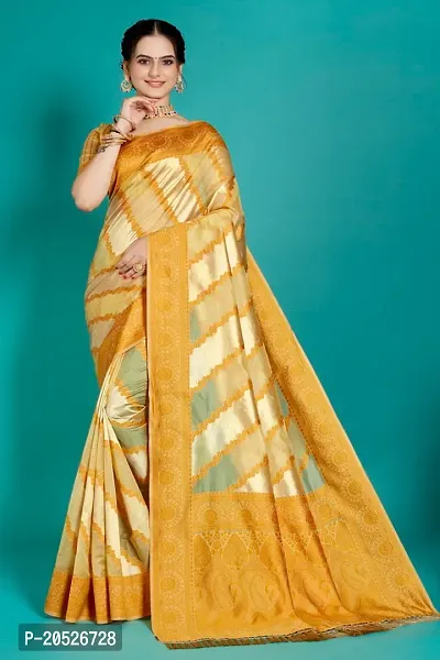 Stylish Silk Blend Zari Saree With Blouse Piece For Women