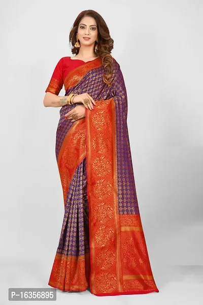 Stylish Art Silk Zari Work Saree With Blouse Piece For Women