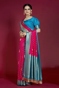 Stylish Silk Blend Zari Saree With Blouse Piece For Women-thumb3