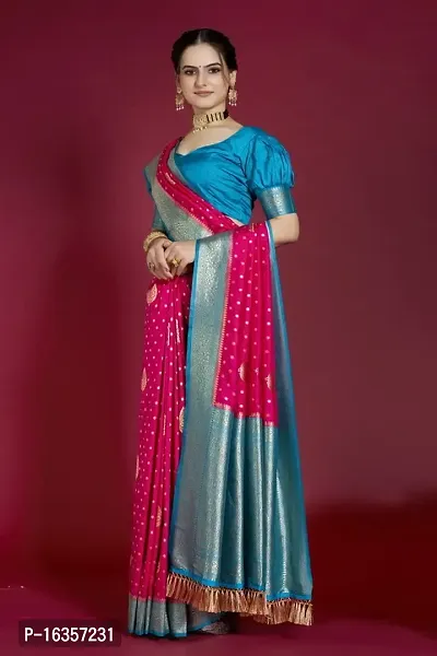 Stylish Silk Blend Zari Saree With Blouse Piece For Women-thumb4