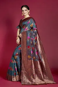 Stylish Silk Blend Zari Saree With Blouse Piece For Women-thumb3