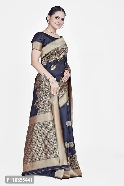 Stylish Art Silk Zari Work Saree With Blouse Piece For Women-thumb5